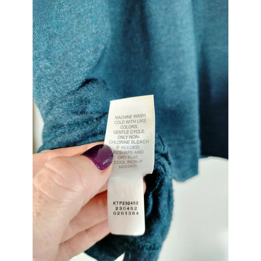J. Jill Blue Hoodie; Long Sleeve Pullover Kangaroo Pocket Performance Sweatshirt